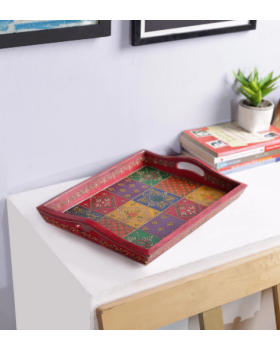 Multicolour Solid Wood Decorative Tray Multicolour Solid Wood Decorative Tray